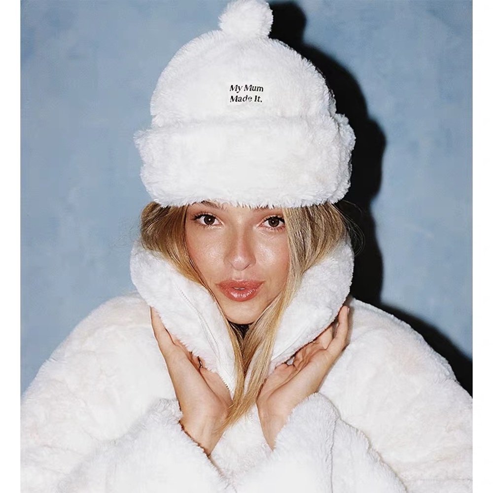 My Mum Made It Cream Faux Fur Hat
